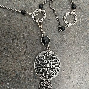 LIA SOPHIA silver and black adjustable necklace